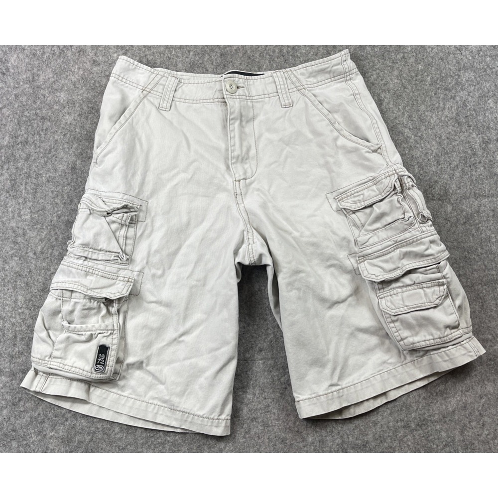 Ecko Unltd Cargo Shorts 30 Beige Baggy Utility Grunge Hip Hop Streetwear 12"